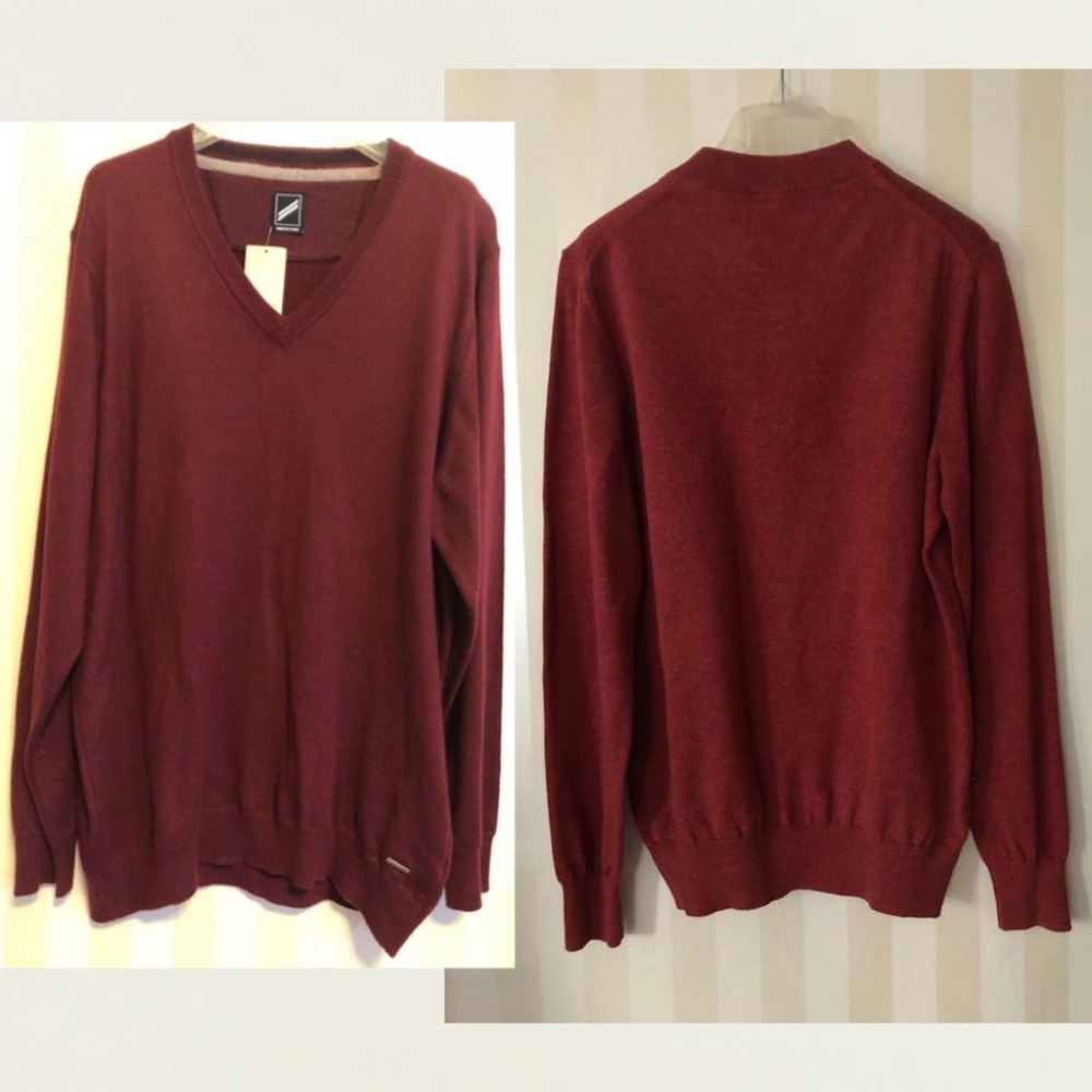 NWT Daniel Hechter Men's V-neck Angora Sweater, XL